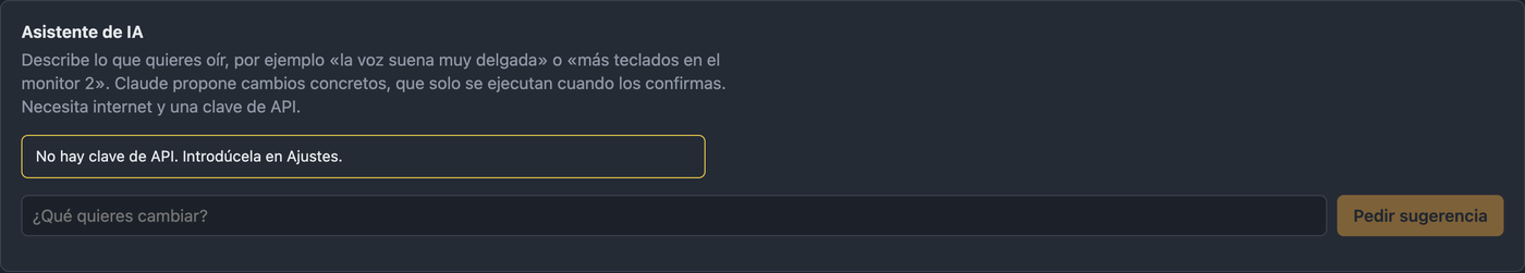 Pestaña Asistente de IA con campo de entrada