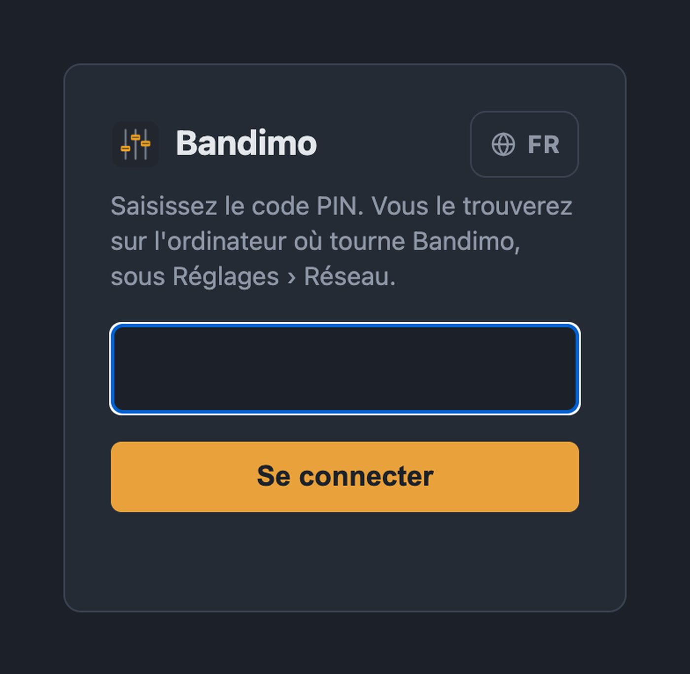 Connexion par PIN sur une tablette