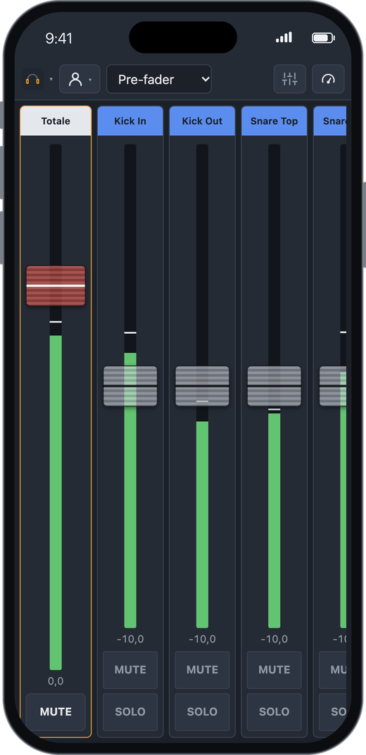 Mix monitor su un iPhone
