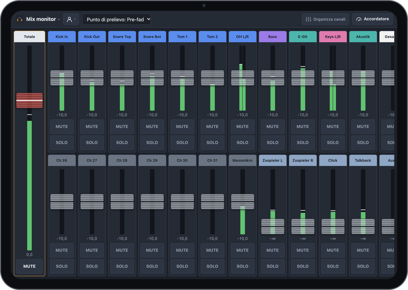 Mix monitor su un iPad