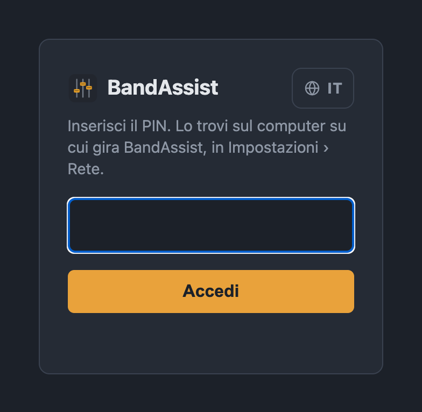 Accesso con PIN su un tablet